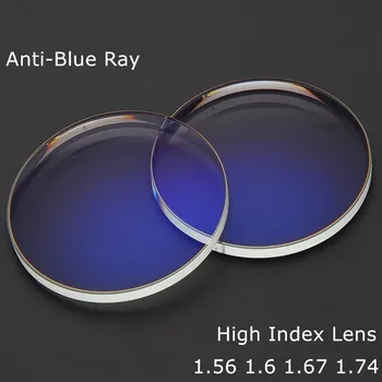 Anti-Sinine Ray Blokeerimine Kõrge Indeks Hyperopia Lühinägevus Kaugelenägevus Retsepti Optilised Läätsed 1.61 1.56 1.74 1.67