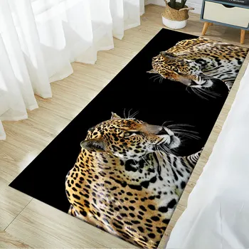 Anti-slip Köök Matt Metsloomade Leopardi Mustriga Pehme Vaip, Vann, Pikk Imendumist Jalamatt Sissepääs Rõdu elutoa Vaip