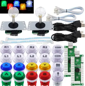 Arcade juhtnuppu tk 2 Mängija DIY Kit LED Nupud Microswitch 8 suunaline Juhtnupp USB-Kodeerija-Kaabel PC MAME Vaarika Pi