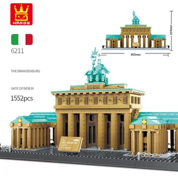Arhitektuur Wange linna Street view kuulsad Brandenburgi Värav Berliinis Saksamaa ehitusplokid mudel tellised mänguasjad kingitus