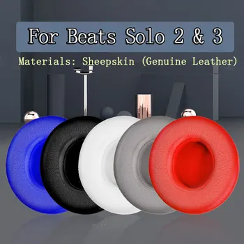 Asendaja Beats Solo 2 / 3 Traadita Kõrvapadjakesed Earbuds vaht Padi Padi Ehtne Nahk bluetooth Kõrvaklappide tarvikud