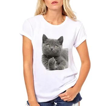 British Shorthair Cat T-Särk Naiste Naljakas Sõrme Disain T-Särk Tüdrukutele Harajuku Vabaaja Tee Naiste Topid Lahe Fitness Tee