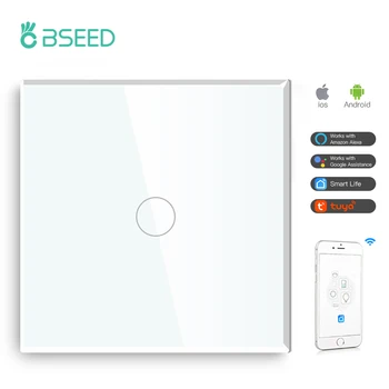 Bseed Smart EL UK 1 Gang 1Way Touch Wifi Valguse Lüliti, Hall, Must Valge-Smart-Kommutaatorid Tuya Alexa Ühilduv Kodu Kaunistamiseks