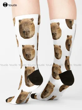 Capybara Nägu Sokid Tüdrukud Meeskonna Sokid Personaliseeritud Custom Unisex Täiskasvanud Teismeliste Noorte Sokid 360° Digital Print Hd Kõrge Kvaliteediga Kingitus