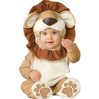 Cartoon Vähe Kuningas Metsloomad Lõvi Kostüüm Romper Kombekas Baby Poiss Imiku Väikelapse Talvine Komplekt Flanell Pidžaama Hubane 0-36M