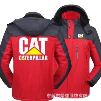 CAT Caterpillar Logo Talvel Meeste Tuulekindel Kapuutsiga Jakid Paks Soe Mantlid Meeste Outwear Overcoat Veekindel Windbreaker