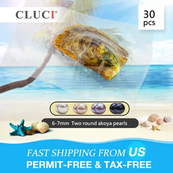 CLUCI 30pcs 6-7mm Loomulik Akoya Pearl Oyster Kvaliteedi Akoya Pearl Rant Austri vaakumpakendis Austrid, mille Kaksikud Pearl WP036SB