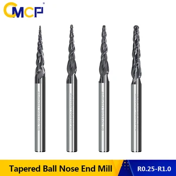 CMCP Milling Cutter 1tk R0.25/R0.5/R0.75/R1.0 3.175 mm Varre Kokkutõmmatud Palli Nina End Mill Karbiid Puidu Graveerimine Bitti CNC Ruuteri Bit