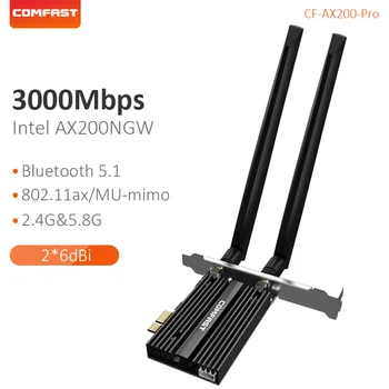 COMFAST WIFI 6 PCIe Lauaarvuti Wifi Kaart 3000M AX200 Jaoks Win10 802.11 ax Bluetooth 5.1 Dual Band Wireless Adapter Soojuse hajumise
