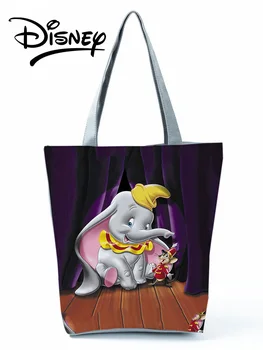 Disney Dumbo Trükitud Käekotid Cartoon Elevant Suure Mahutavusega Tassima Eco Korduvkasutatavad Õla Kott Shopping Bag Naiste Travel Beach Kott