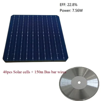 DIY 300W Monokristallilised päikesepaneel Komplektid 40pcs Mono räni päikesepatareid 22.8% Tõhususe 182mm x182mm Piisavalt Buss baar juhtmed