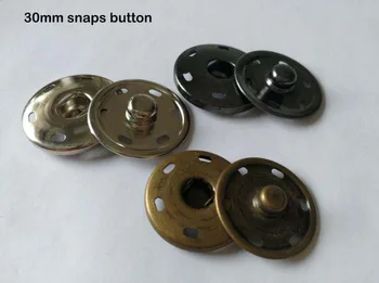 DIY 30sets/palju Suur 30mm 2 osa õmble haarab nupud metallist messing vajutage nuppu klambrid hõbe / must / pronks 2015102001