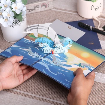 Dolphin Pop-Up Kaart Emade Päev Isade Päev 3D Kids Sünnipäeva puhul õnnitluskaardid Mõtlemist Teile