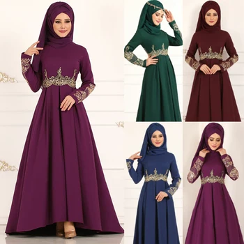 Donsignet Moslemi Kleit Moslemi Mood Abaya Dubai Appliques Elegantne Naine Abaya elegantne Pikk Kleit Abaya Türgi