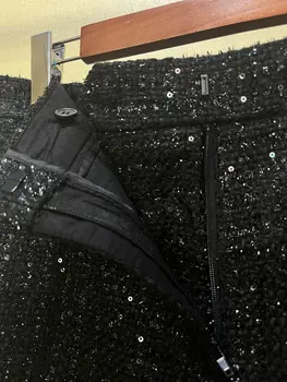 Ehitud Naiste Lühikesed Püksid Must Lahti Sirge Tweed Vabaaja Naiste Püksid Uus 2021