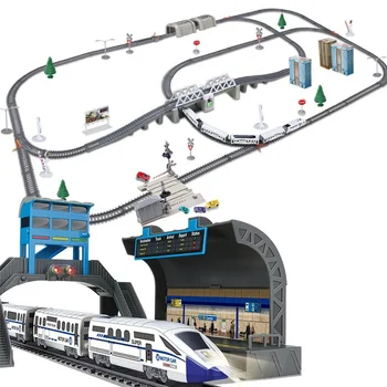 Elektrilised Rongi kiirrongid Mudel Raudtee Harmoonia Raudtee Mänguasja Auto Kokku panna DIY Komplekt Lastele jõulukingiks Mänguasi Poiss
