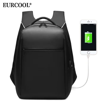 EURCOOL 15.6 tolline Sülearvuti Seljakott Meeste Äri-USB-Laadimine Sadamas Multifunktsionaalne Kotid Vett Tõrjuv Reisi Seljakotid Mees n0009