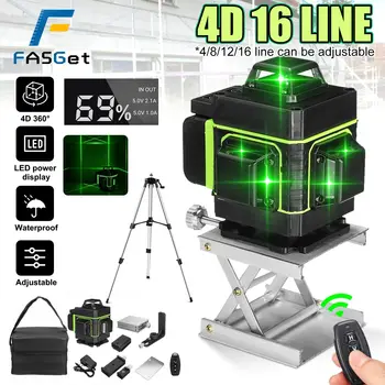 FASGet 4D 16 Read Roheline Laser Taset 360 Horisontaalne &Vertikaalne Risti Jooned, Auto Ise Tasandamine super võimas Laserkiir