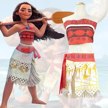 Filmi Moana Cosplay Naiste Printsess Tüdrukute Kleit, Kaelakee Printsess Vaiana Cosplay Kostüüm