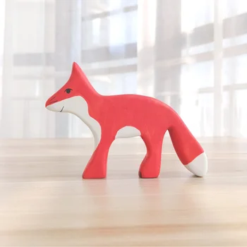 Fox Puidust Loodusliku Montessori Käsitöö Joonis Suured Loomad Mänguasjad, Käsitöö Alguses Hariduslik Mänguasi