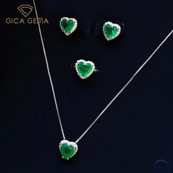 GICA GEMA Uus Trendikas Reaalne 925 Sterling Hõbe Ehted on Loodud Emerald Kõrvarõngad, Sõrmused Kaelakee Pulm Lubadus Naine Kingitused