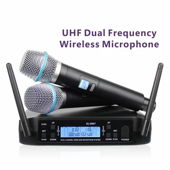 GLXD4 B87a Professionaalne Traadita Mikrofon 2 Kanalit Kõrge Kvaliteedi UHF Pihuarvutite Mic Karaoke Praty Kiriku Näita Koosolek
