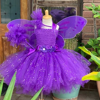 Haldjas Cosplay Väikelapse Beebi Halloween Riideid Kleidid Cosplay Fairy Kostüümid Komplekt koos Tiib-ja Võlukepp Sünnipäeva Kleit
