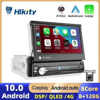 Hikity 1 Din 10 Android autoraadio Carplay Ülestõstetav Ekraani magnetofon GPS Stereo Universaalne Autoradio Multimeedia Mängija