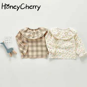 HoneyCherry Laste Läbilöök Särk Sügisel Uus Vastsündinud Baby Girl Baby Pikkade varrukatega Särk Tüdrukute Pluusid