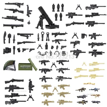 Hot Müük Relva Pack Kasti Sõjalise Joonis Komplekt Koer Osad Relva KES Tarvikud SWAT Mudel ehitusplokid Telliskivi Komplektid Mänguasjad
