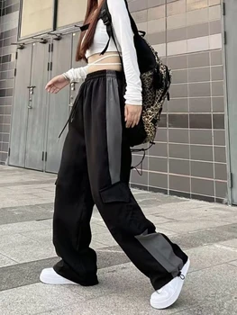 HOUZHOU Harajuku Hip-Hop Cargo Püksid Naiste Techwear Kpop Liiga Lai Jalg Joggers Sweatpants Naine Streetwear Vabaaja Püksid