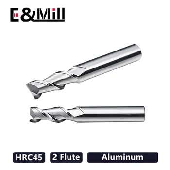 Hrc45 2 Flööti Milling Cutter End Mill CNC Vahend 1 kuni 20mm Alumiinium lõpus mill Alumiinium-Klaasplast Akrüül Puit Vask Plastikust