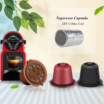ICafilasStainless Terasest Nespresso Kohvi Filter Korduvkasutatavad Kapsel Roostevabast Kohvi Tamper Metallist Kohvi Lusikas Koos Clip