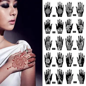 India Henna Mehndi Ajutine Tätoveering Šablooni Komplekt Meestele Naistele Käsi Body Art Decal Ilu Veekindel Võltsitud Käe Küljest Taaskasutamise tätoveering