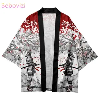 Jaapani Samurai Mood Sakura Prindi Kimono Traditsiooniline Vabaaja Beach Kampsun, Yukata Naised Mehed Cosplay Haori Aasia Riided