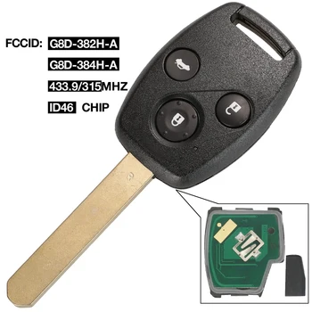 jingyuqin G8D-382H-A/G8D-384H-Auto Remote Sisestage sobivad Honda Accord Element CR-V, HR-V Linna Odyssey Civic 3 Nööpi 433.9/315Mhz