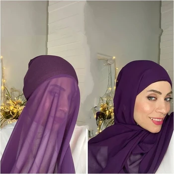 JTVOVO 2021 Uus Instant Hijab Kaasas Läbilöök ühise Põllumajanduspoliitika Mull Sifonki Naiste Õhuke Loor Suvel Hingav Pea Wrap Sall Turban