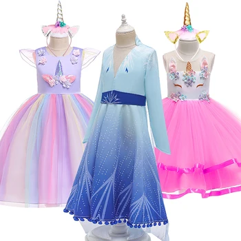 Jõulud Girl Dress Laste Karneval Sünnipäeva Ükssarvik Kleidid Väikelapse Tüdrukud Lapsed Cosplay Printsess Kleit