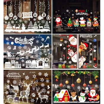 Jõulud Seina Akna Kleebised Merry Christmas Decoration Kodu 2022 Xmas Tree Ornament Navidad Natal Uus Aasta Decor 2023