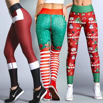 Jõulud Säärised Naiste Sexy Kõrge Vöökoht Kõhn Leggins Fitness Legging Daamid Trükitud Treening Säärised Stretch Püksid Püksid
