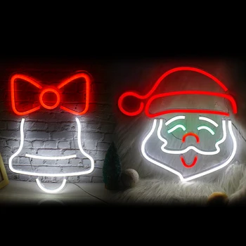 Jõuluehe 2023 Neoon Valguse Poole Kunst Öö Jõulud Led Tuled Santa Claus Helendav Valgus Usb Lüliti Tuba Decor