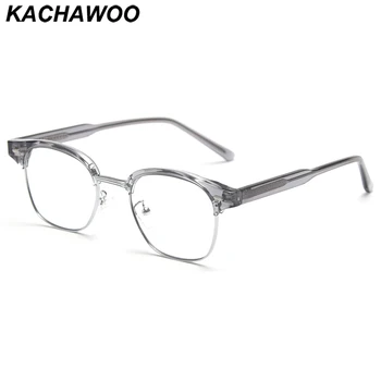 Kachawoo square optilised klaasid raami meeste retro tr90 naine prillid-tarvikud poole kaadri atsetaat korea stiilis hall-must pruuniga