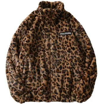 Karamell Leopard Printida Euro-us Style Mood Pehme Talve Uus Lapp Dressipluus Meeste Lukuga Tikandid Täht, Kes Oabbs Kitliga Mees