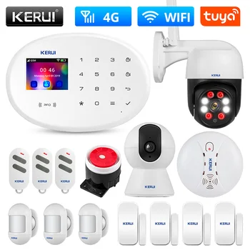 KERUI W20 Turvalisuse Kaamera Süsteemi WIFI GSM 4G Tuya Smart Alarm Panel Home Security HD 1080P IP Kaamera Liikumise Tuvastuse Alarm Komplekt