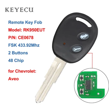 Keyecu Smart Remote Võti Fob 2 Nööpi FSK 433.92 MHz 48 Kiip Chevrolet Aveo 2009-2016 MUDEL: RK950EUT, P/N: CE0678