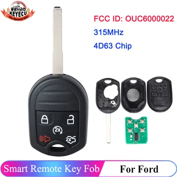 KEYECU Võtmeta Sisenemise Smart Remote OUC6000022 Ford Edge Põgeneda Taurus X 2007-2017 Pea Klahv 5 Nuppu 315MHz 4D63 Kiip Fob