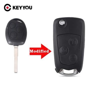 KEYYOU Uus 3-Nuppu Puldi Auto Key Shell Kokkuklapitavad Võti Klapp Koorega Juhul Lihvimata Tühi Ford Focus Mondeo 3 Nööpi