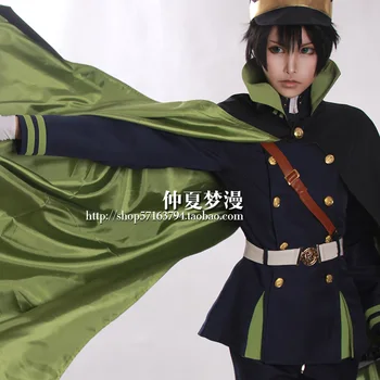 Kohandatud filmi Seraph lõppu cosplay Yuichiro Hyakuya sõjaväevormi cosplay kostüüm müts ja cabo kingitus parukas 11