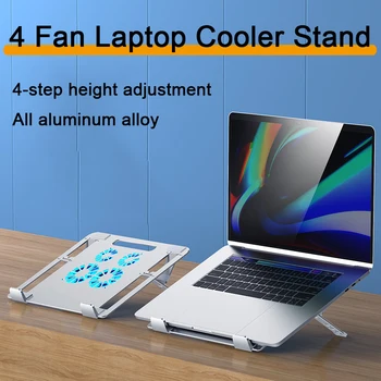 Kokkupandav 4 Fan Laptop Stand Fan Alumiinium Sülearvuti Omanik Heatsink Toetada Sülearvuti Jahutus Pad Külmik Sülearvuti PUBG jaoks Macbook