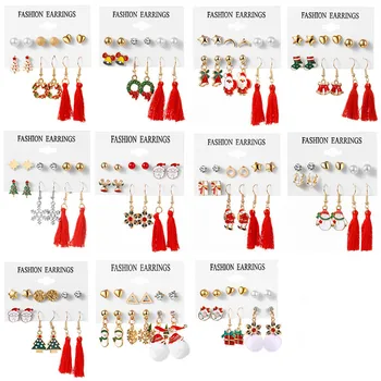 Korea Peen Lumememm Santa Tolknema Kõrvarõngad Komplekt Punased Tutid Imitatsioon Pearl Tilk Kõrvarõngas Naiste Jaoks Tüdrukud Jõulud Kingitused